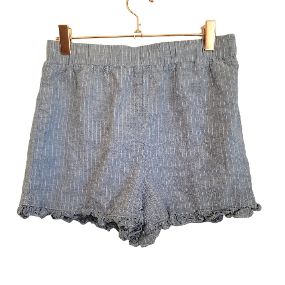 Copper Key Shorts L Large Chambray Stripe Linen